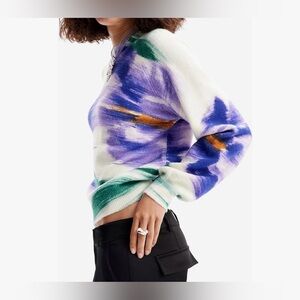 Desigual Ebro Out of Focus Purple Floral sweater.